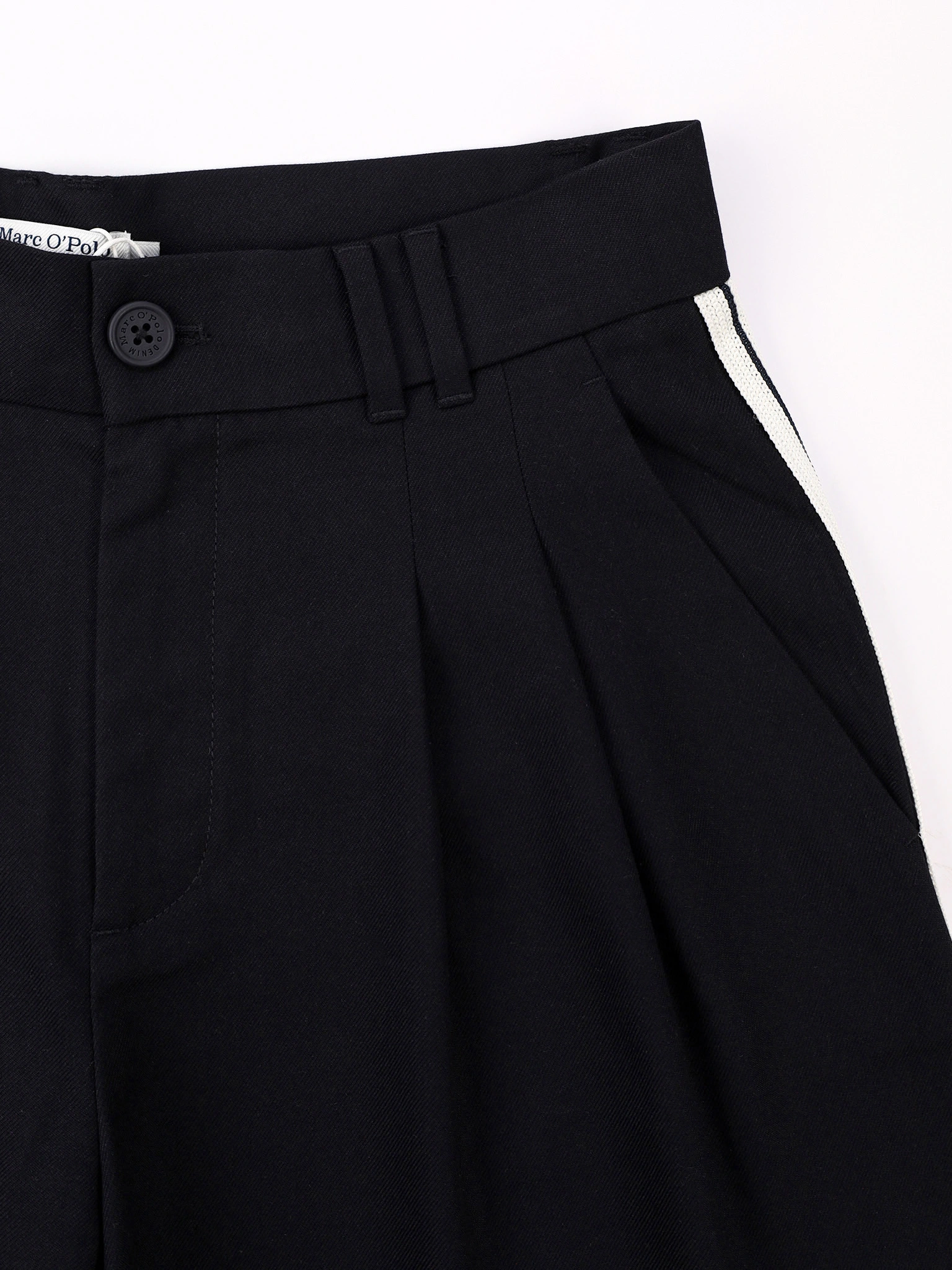 Брюки-палаццо темно-синего цвета с лампасами